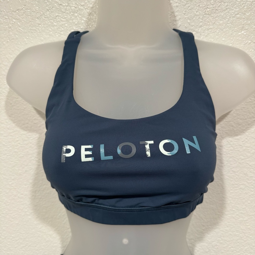 lululemon blue peloton workout athletic yoga gym racerback sports bra tank top